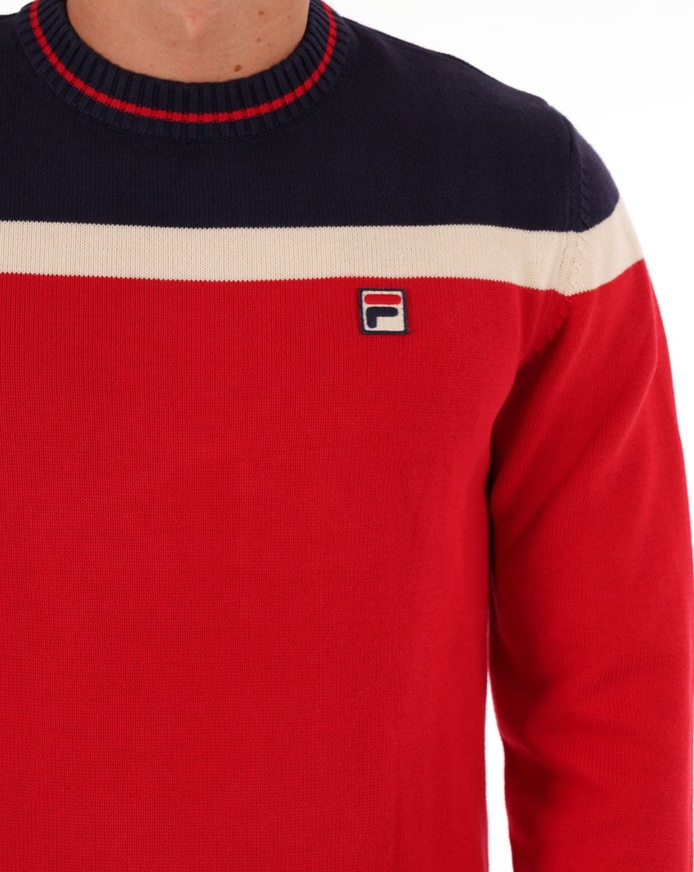 Fila Vintage Siro Rundhals-Strickpullover Rot