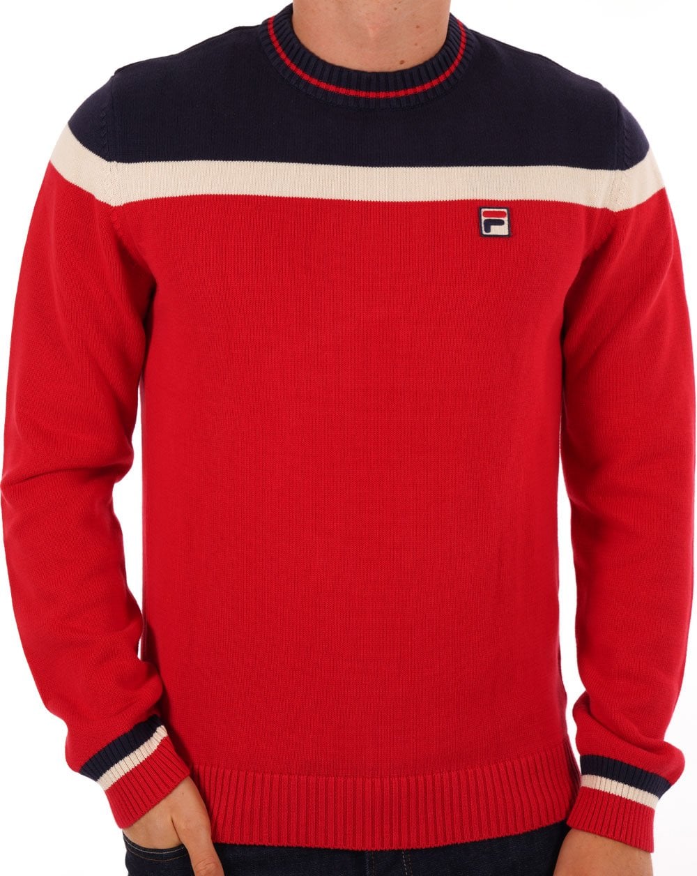 Fila Vintage Siro Rundhals-Strickpullover Rot