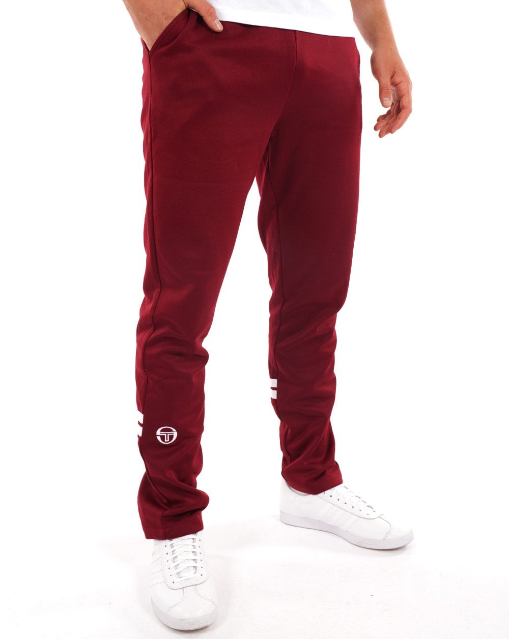 Sergio Tacchini – Trainingshose mit Reißverschluss unten, Weinrot