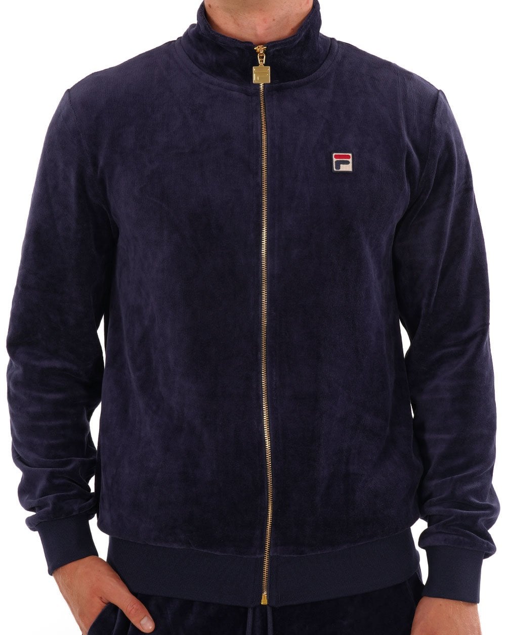 Fila Vintage Premium Velours-Trainingsjacke, Marineblau