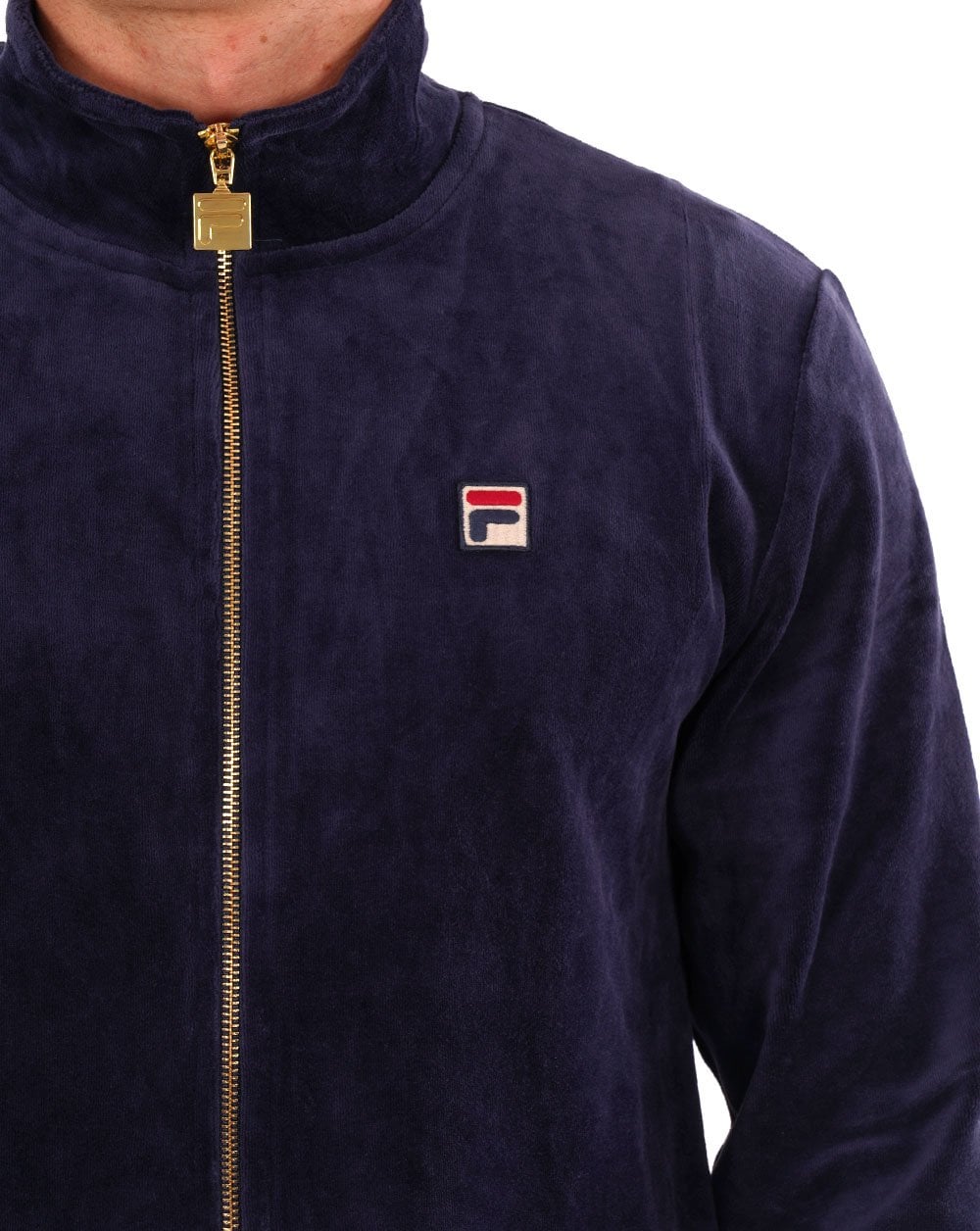 Fila Vintage Premium Velours-Trainingsjacke, Marineblau