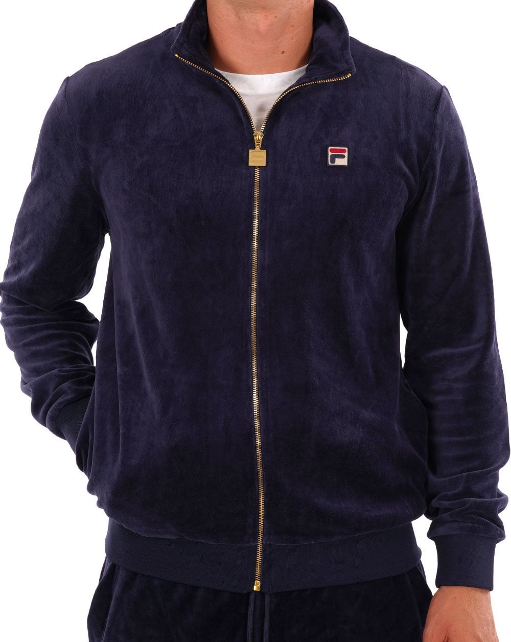 Fila Vintage Premium Velours-Trainingsjacke, Marineblau