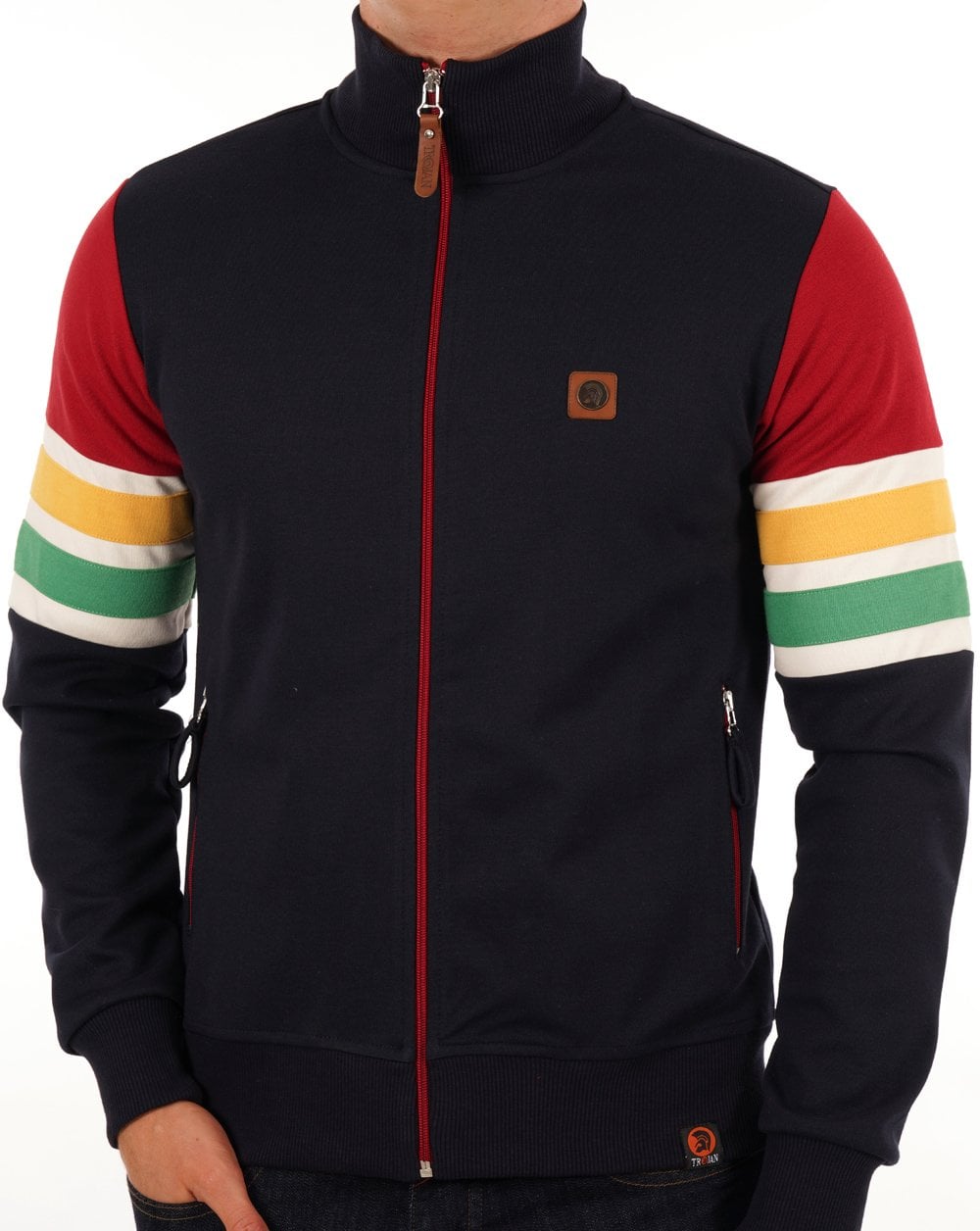 Trojan Marley Stripe Sleeve Track Top Navy