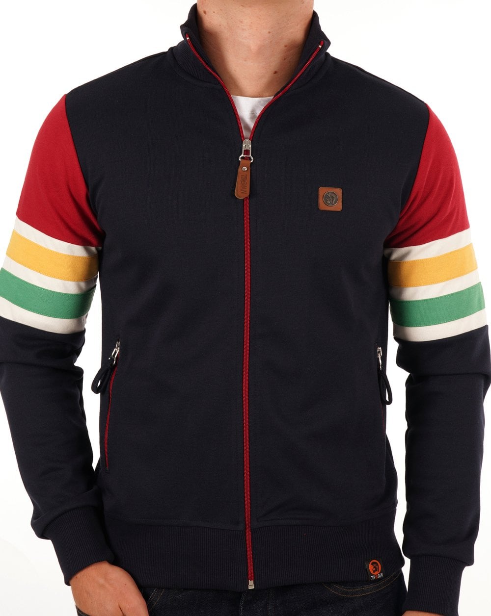 Trojan Marley Stripe Sleeve Track Top Navy