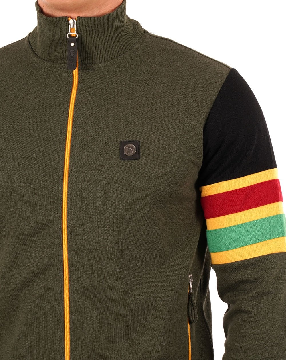 Trojan Marley Stripe Sleeve Track Top Army Green