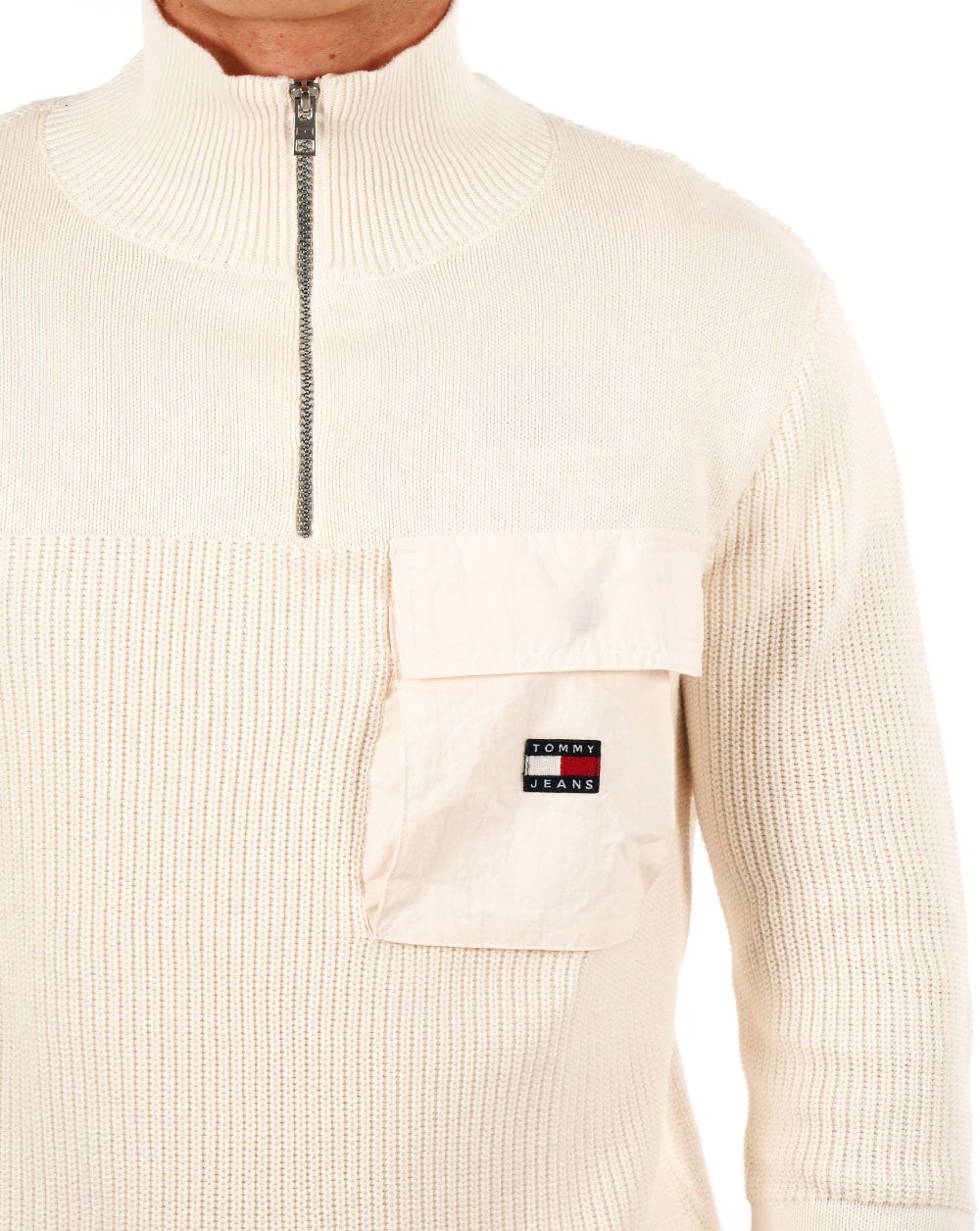 Tommy Jeans – Tech-Pullover aus Stoffmix in Ancient White