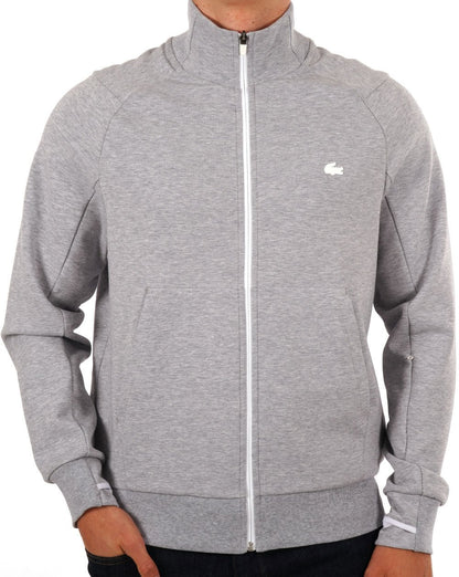 Lacoste – Sweat-Trainingsoberteil aus Baumwollmischung in Silber