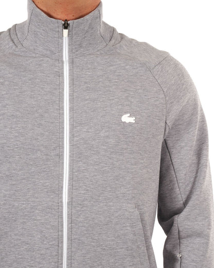 Lacoste – Sweat-Trainingsoberteil aus Baumwollmischung in Silber