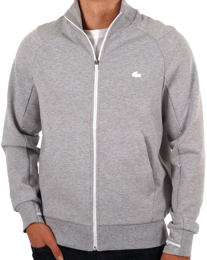Lacoste – Sweat-Trainingsoberteil aus Baumwollmischung in Silber