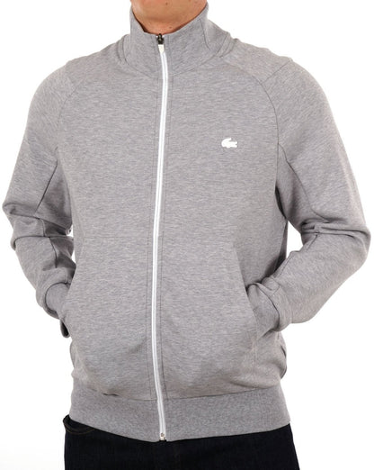 Lacoste – Sweat-Trainingsoberteil aus Baumwollmischung in Silber