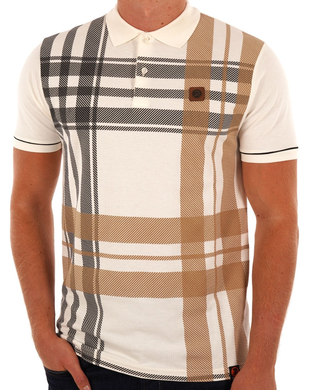 Poloshirt mit Trojan-Karomuster Ecru