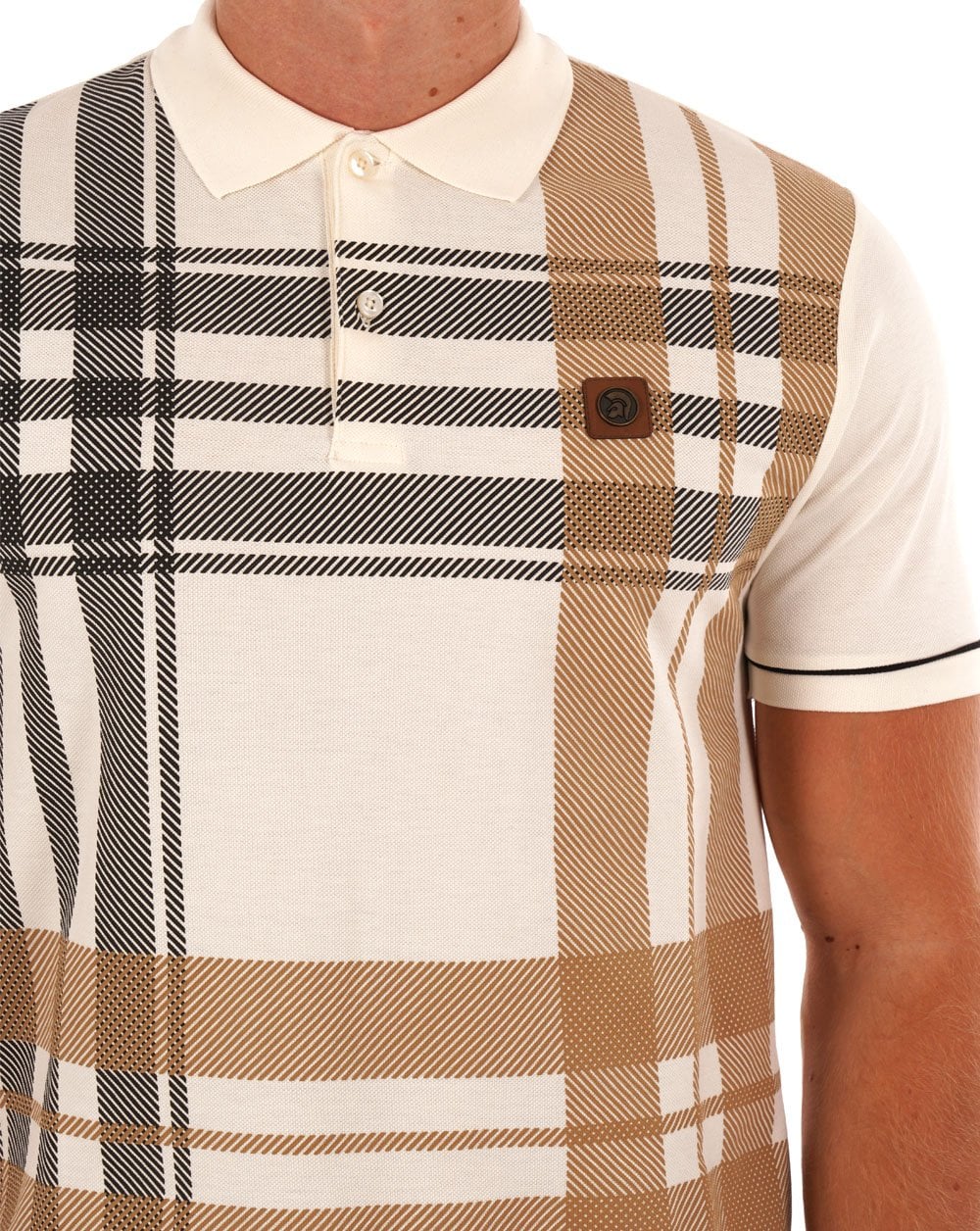Poloshirt mit Trojan-Karomuster Ecru