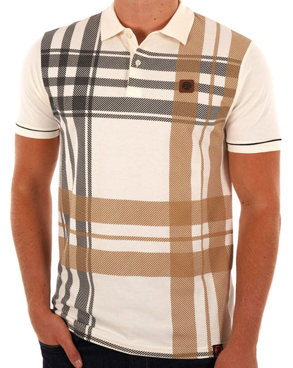 Poloshirt mit Trojan-Karomuster Ecru