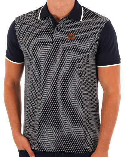 Trojan Poloshirt mit geometrischem Panel, Marineblau