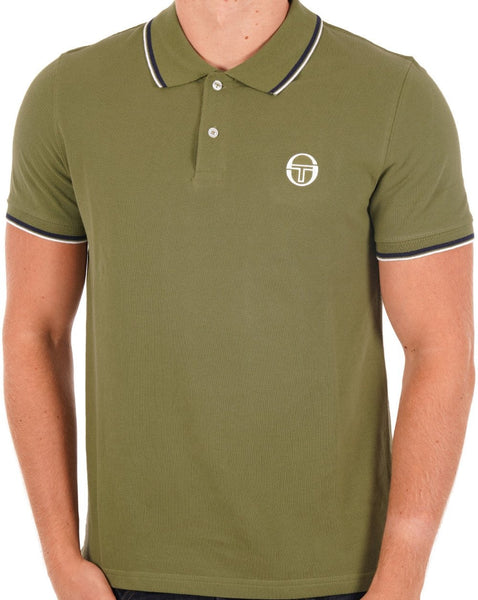 Sergio Tacchini Tipped Polo Shirt Olive Green