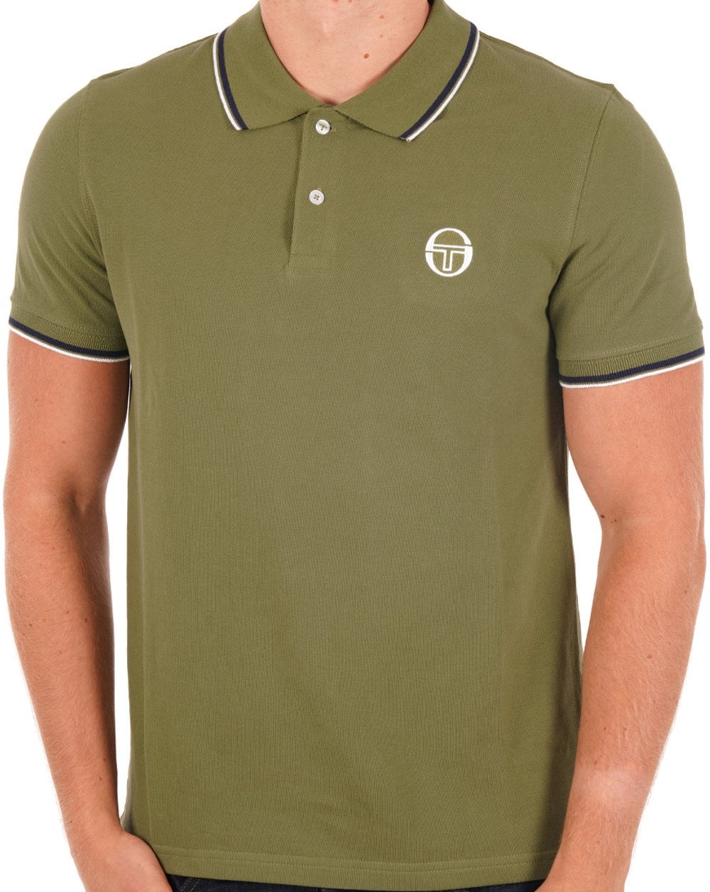 Sergio Tacchini Poloshirt mit Streifen in Olivgrün