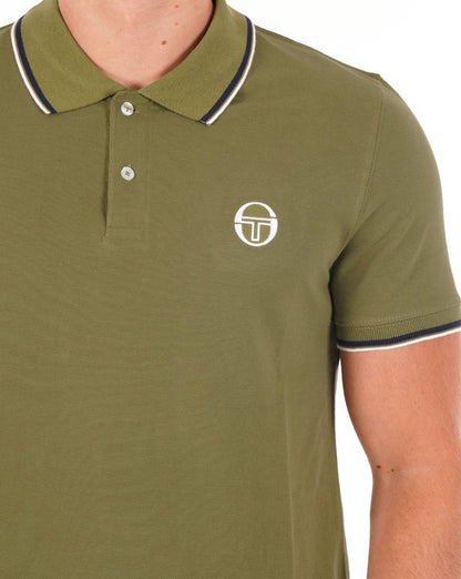 Sergio Tacchini Poloshirt mit Streifen in Olivgrün