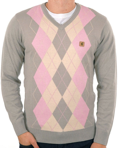 Gabicci Vintage Diamond V-Ausschnitt Grau Rosa