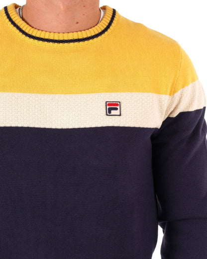 Fila Vintage Alden Crew Knit Marineblau/Gelb/Creme
