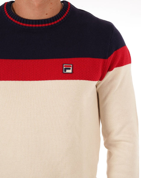 Fila Vintage Alden Crew Knit Cream/Red/Navy