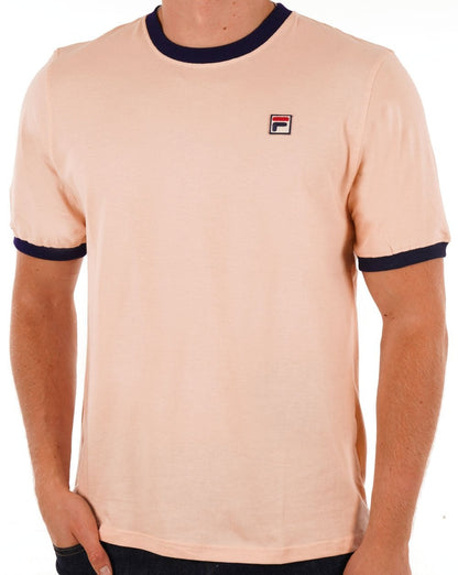 Fila Vintage Ringer T-Shirt Pfirsich/Marineblau