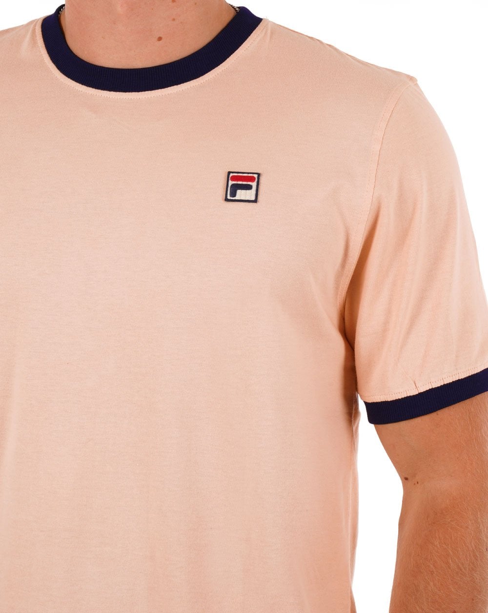 Fila Vintage Ringer T-Shirt Pfirsich/Marineblau