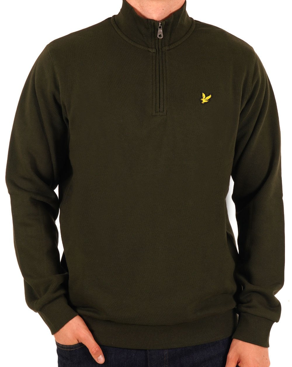 Lyle &amp; Scott Sweatshirt mit Viertelreißverschluss, Dunkelgrün