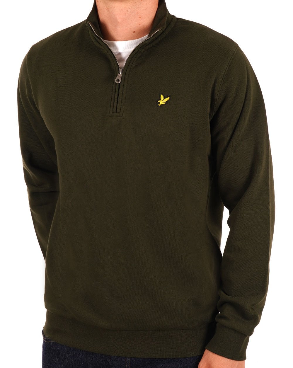 Lyle &amp; Scott Sweatshirt mit Viertelreißverschluss, Dunkelgrün