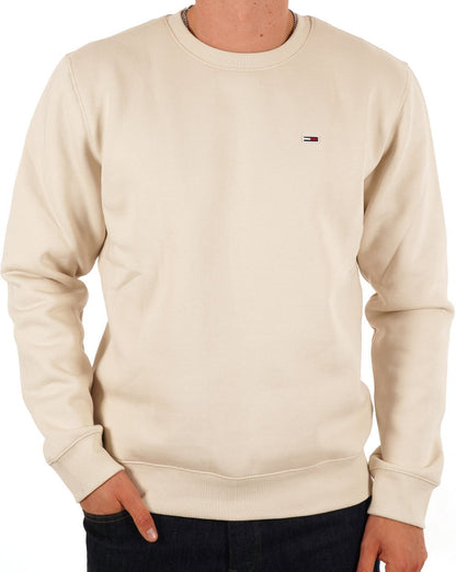 Tommy Jeans – Fleece-Sweatshirt mit Flaggenaufnäher in Elfenbein