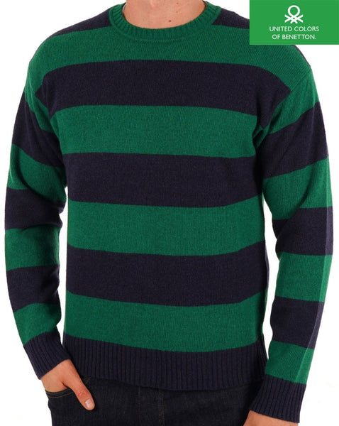 Benetton Stripe Jumper Navy/Green