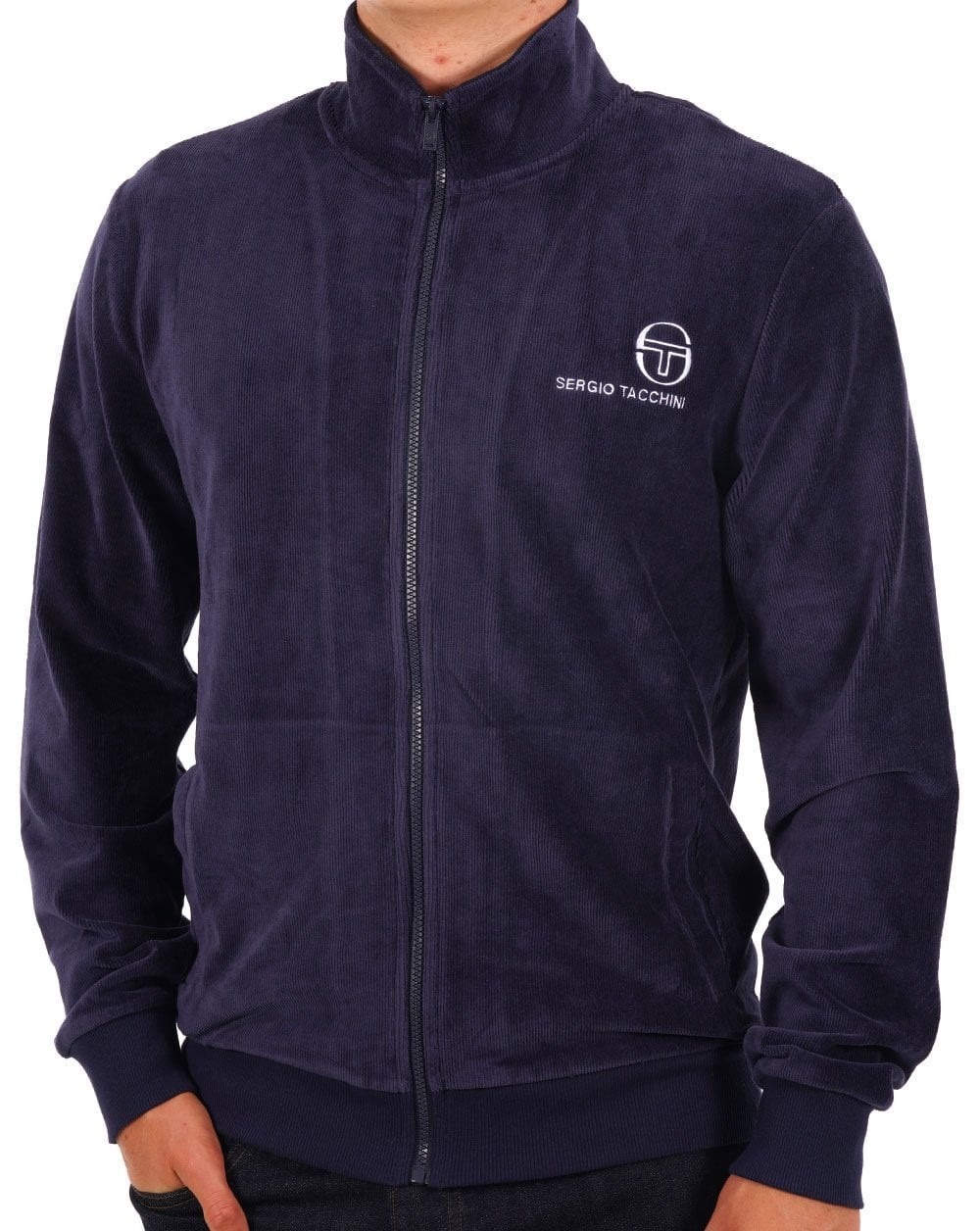 Sergio Tacchini Strukturiertes Ripp-Velours-Track-Navy