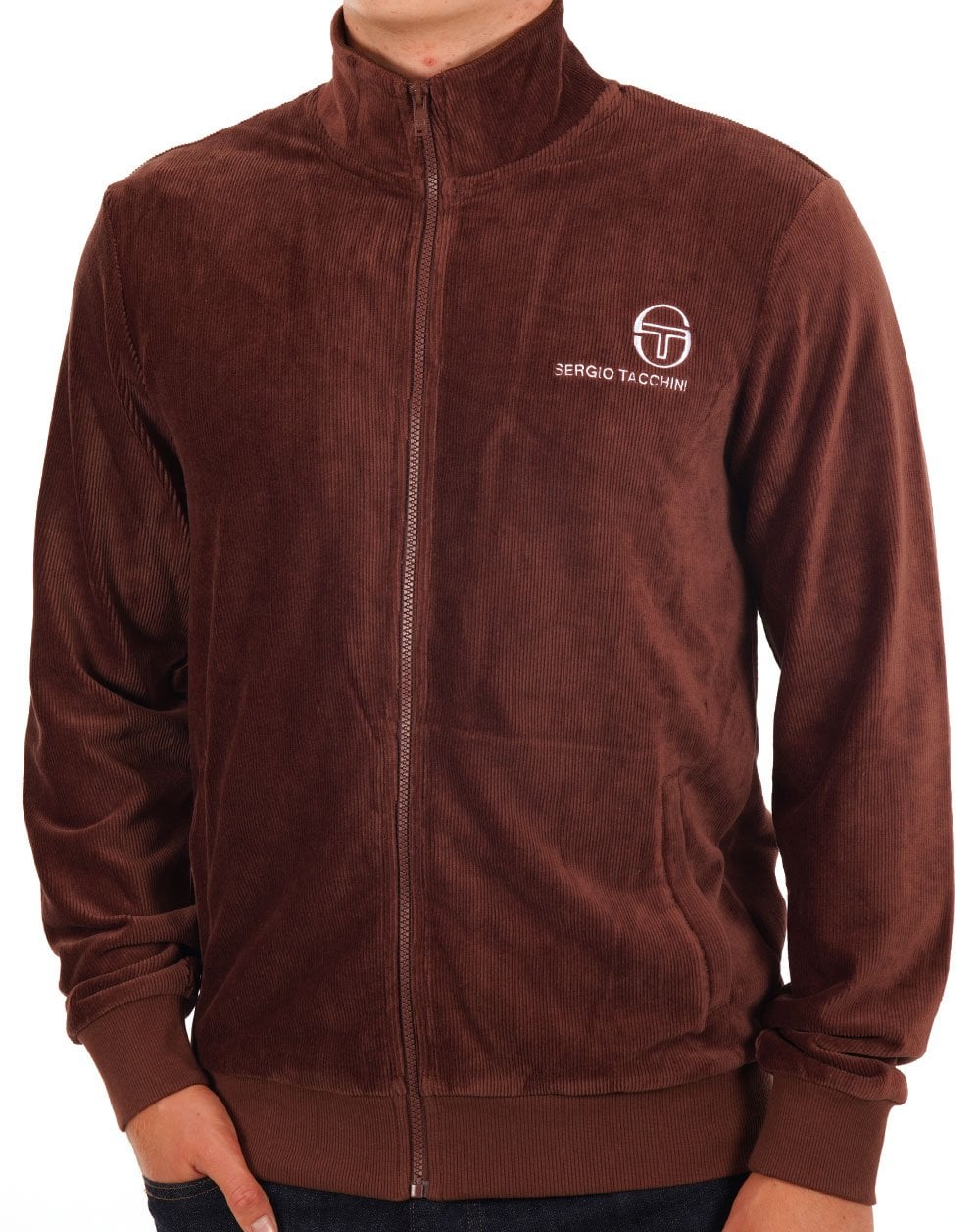 Sergio Tacchini Velours-Trainingsoberteil Braun