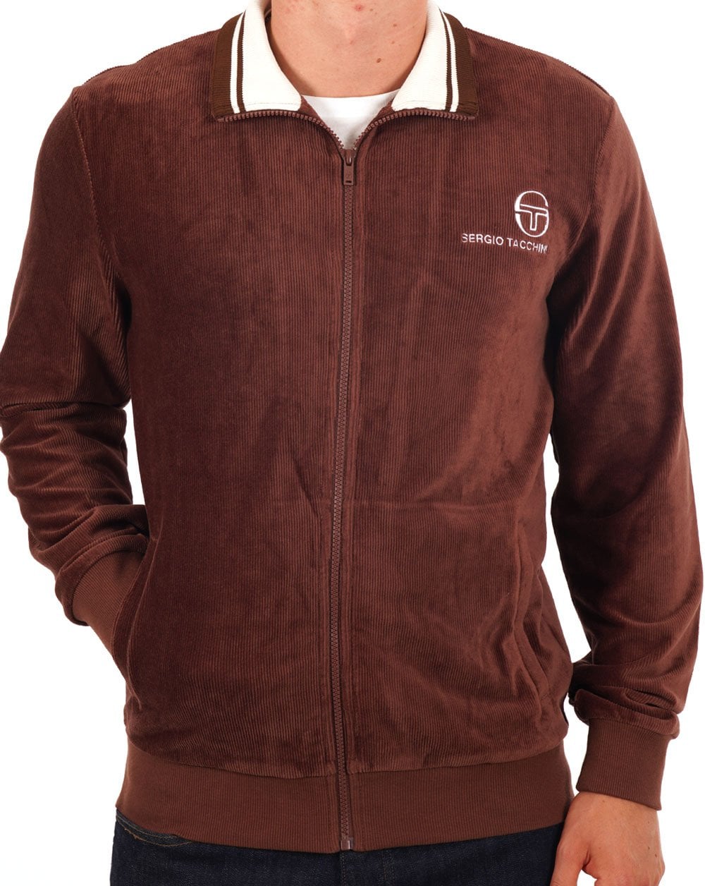 Sergio Tacchini Velours-Trainingsoberteil Braun