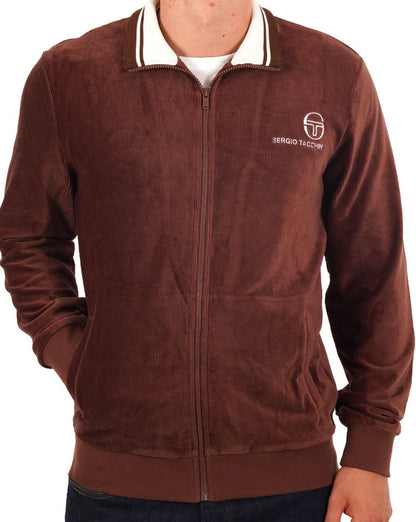 Sergio Tacchini Velours-Trainingsoberteil Braun