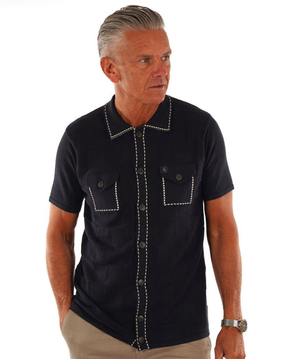 Gabicci Vintage Polo mit durchgehenden Knöpfen, Marineblau