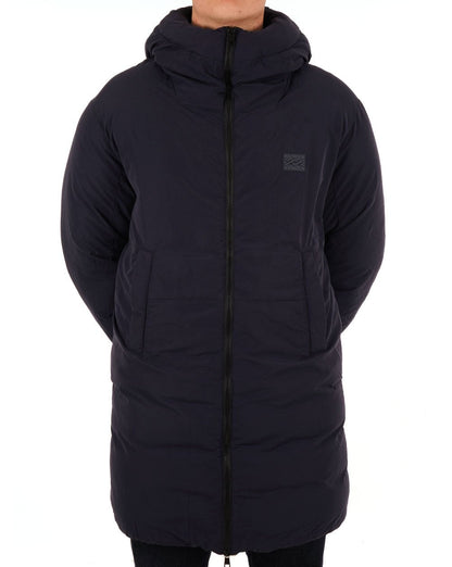 Benetton – Lange, wattierte Jacke in Marineblau
