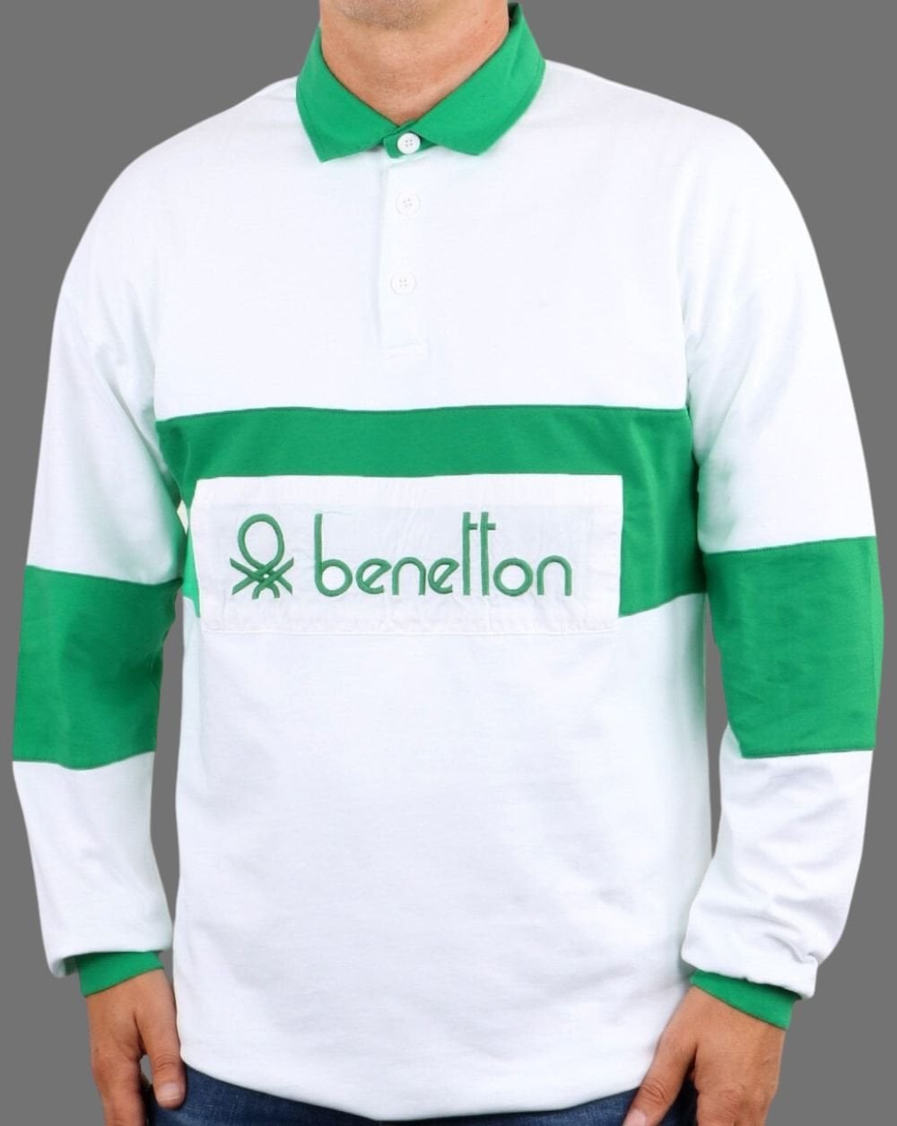 Benetton Rugby Shirt White/Green