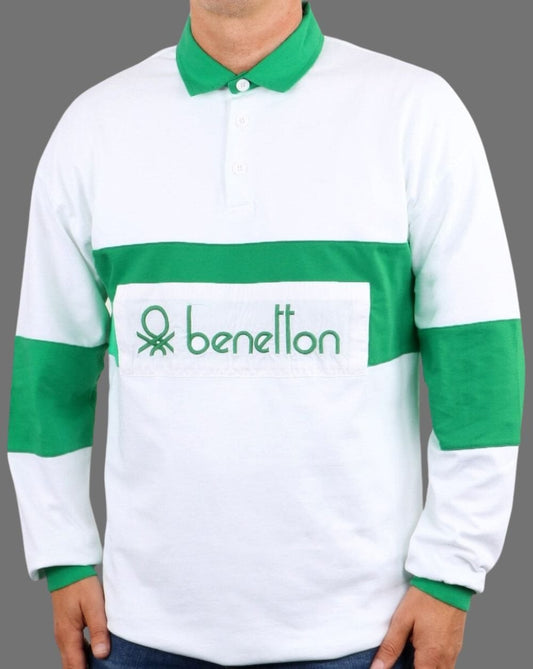 Benetton Rugby-Shirt Weiß/Grün