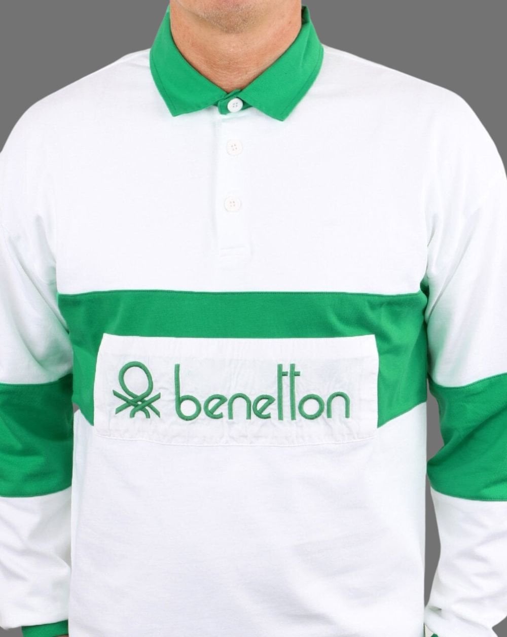 Benetton Rugby Shirt White/Green