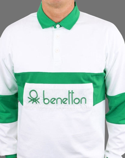 Benetton Rugby-Shirt Weiß/Grün