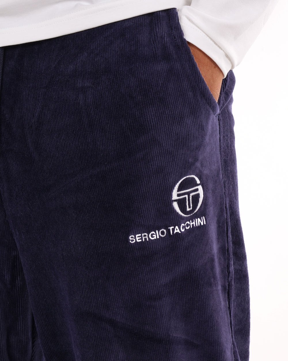 Sergio Tacchini Trainingshose aus geripptem Velours, Marineblau