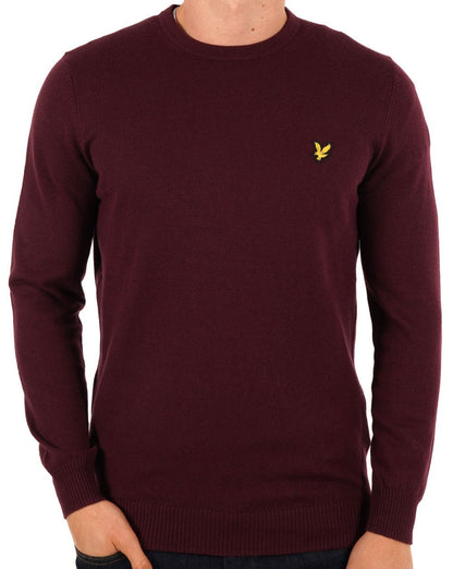 Lyle And Scott – Rundhalspullover aus Baumwoll-Merinowolle in Burgunderrot