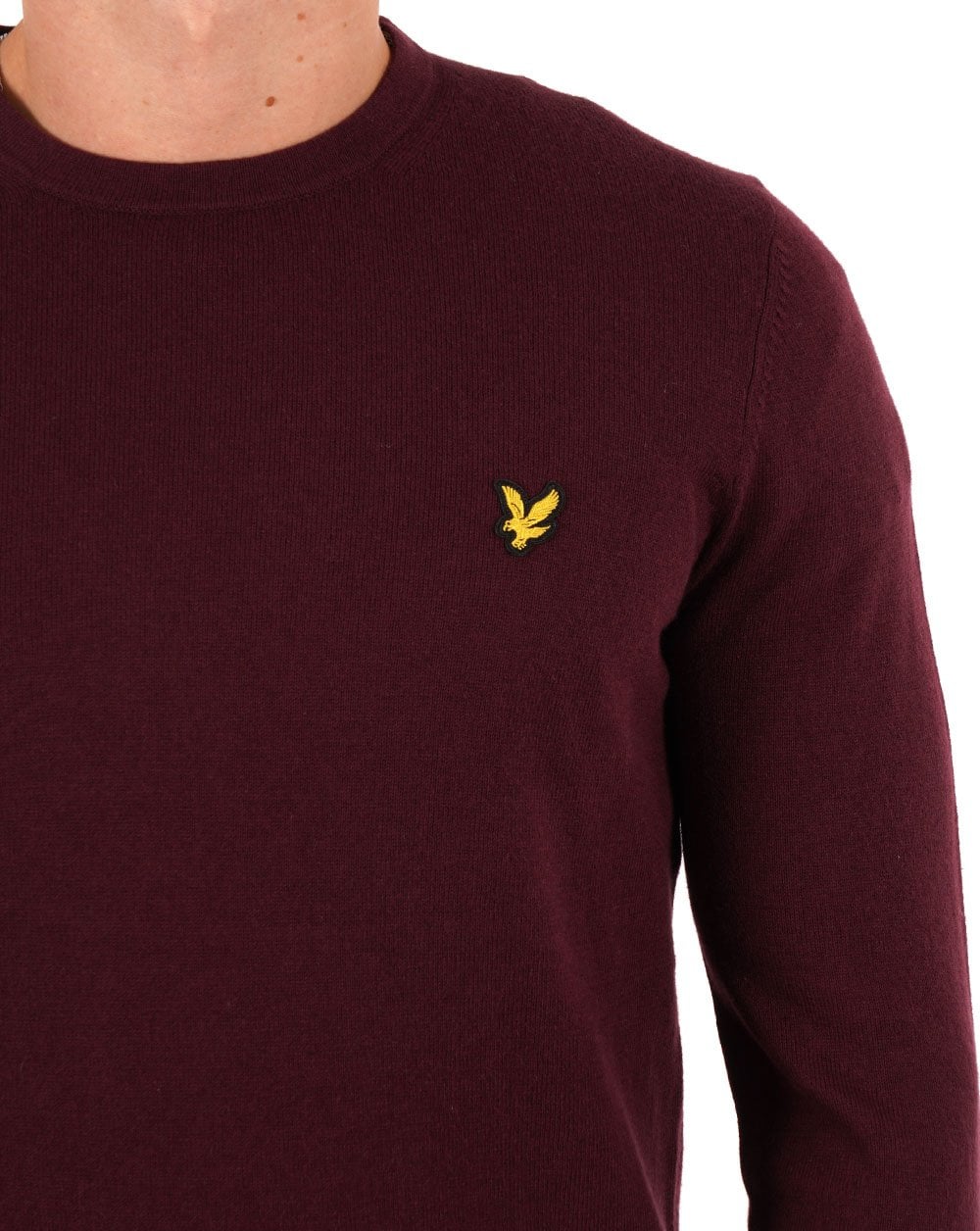 Lyle And Scott – Rundhalspullover aus Baumwoll-Merinowolle in Burgunderrot