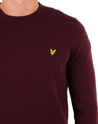 Lyle And Scott – Rundhalspullover aus Baumwoll-Merinowolle in Burgunderrot