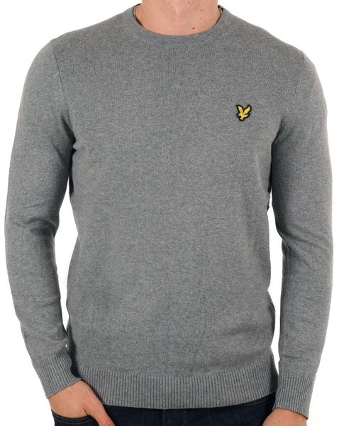 Lyle And Scott Cotton Merino Crew Jumper Mid Grey Marl