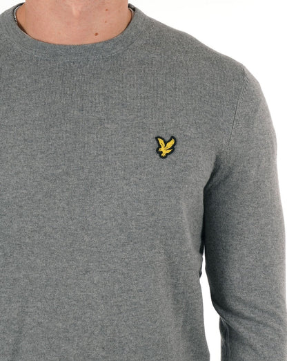 Lyle And Scott – Rundhalspullover aus Merinowolle in Mittelgrau meliert