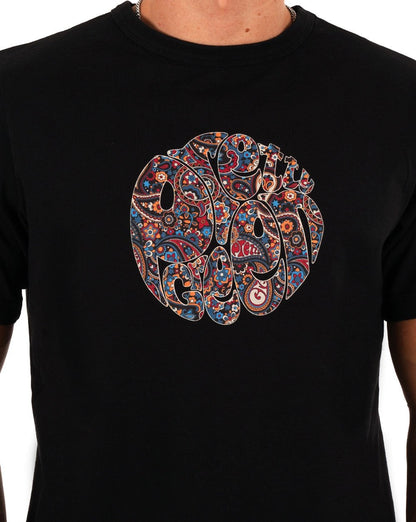 Pretty Green Wonderwall Paisley T-Shirt Schwarz