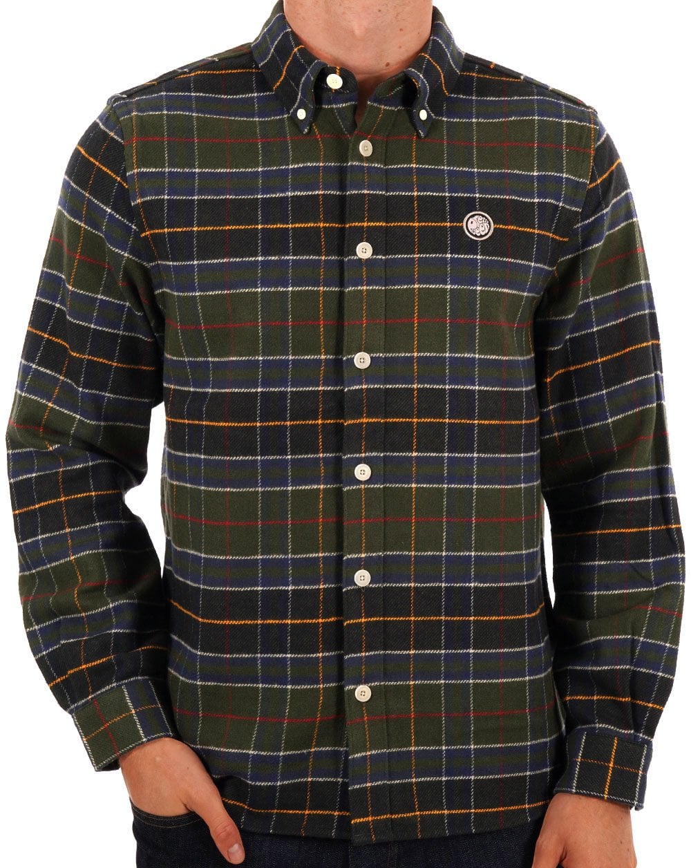 Pretty Green – Thomas – Kariertes Flanellhemd in Grün
