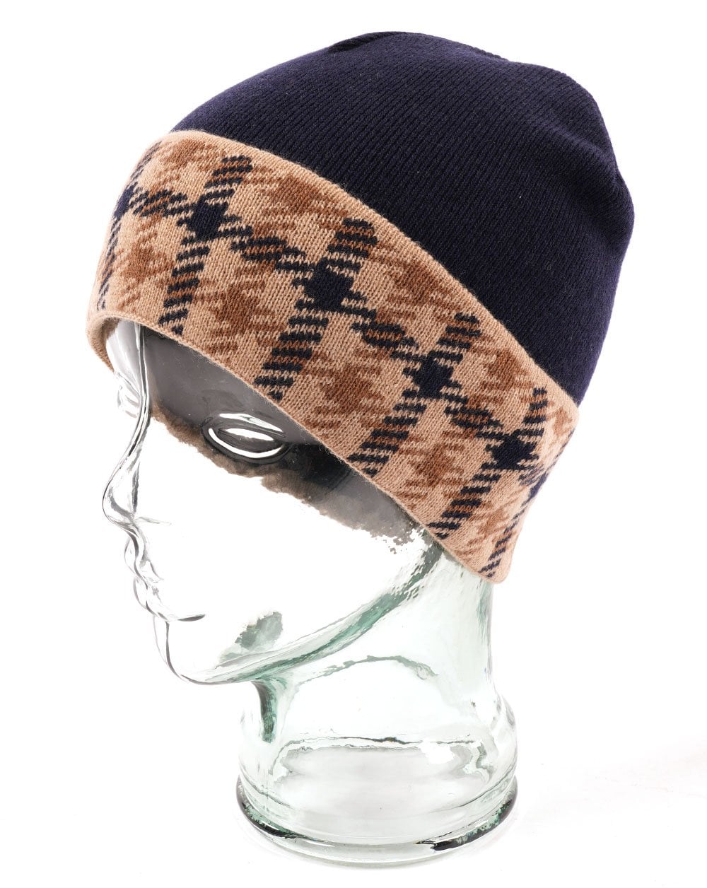 Aquascutum Beanie Karo/Marineblau