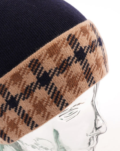 Aquascutum Beanie Karo/Marineblau